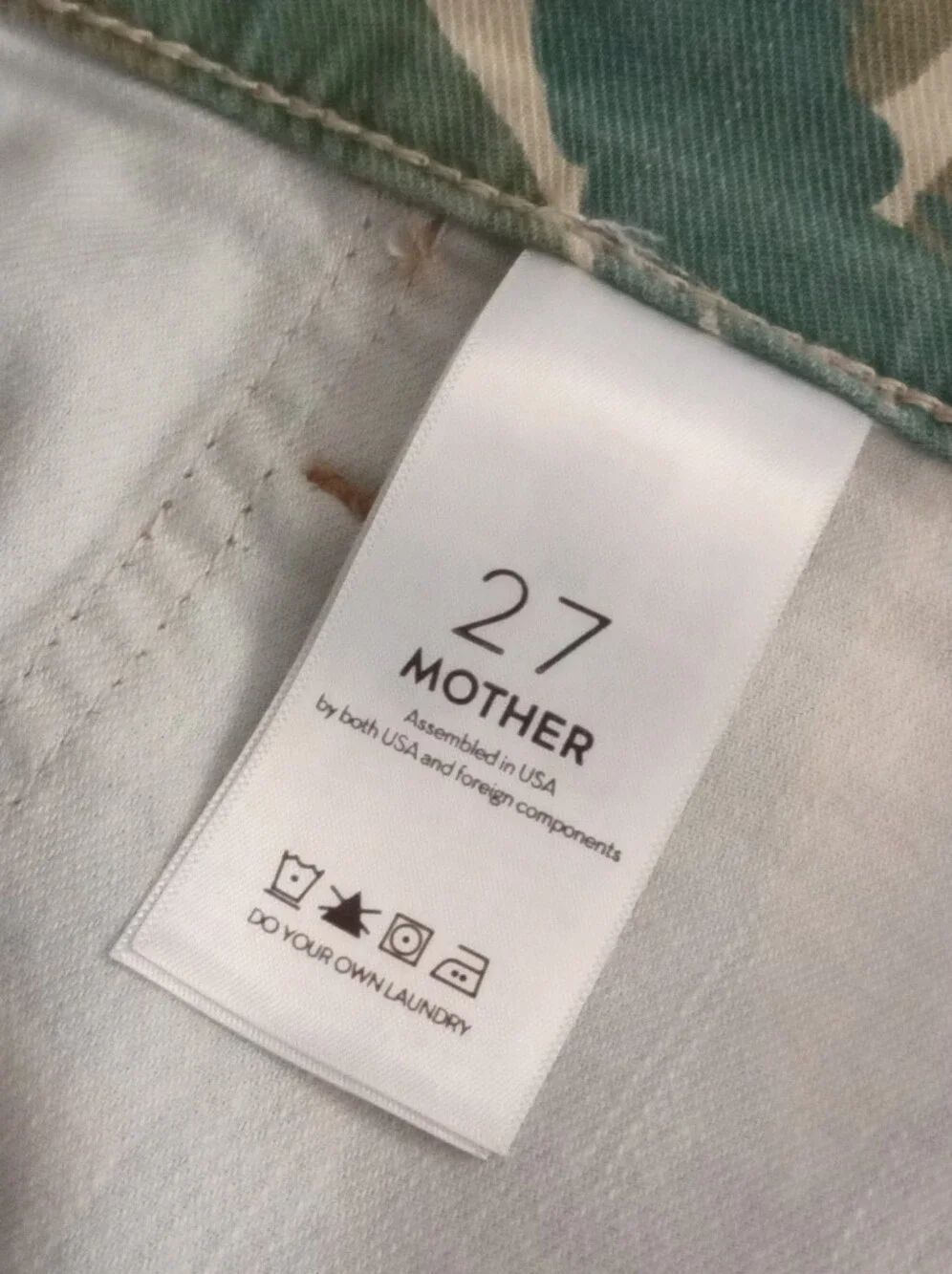 MOTHER The Wrapper Patch Springy Ankle Tropical Leaf Jogger Jeans Sz 27